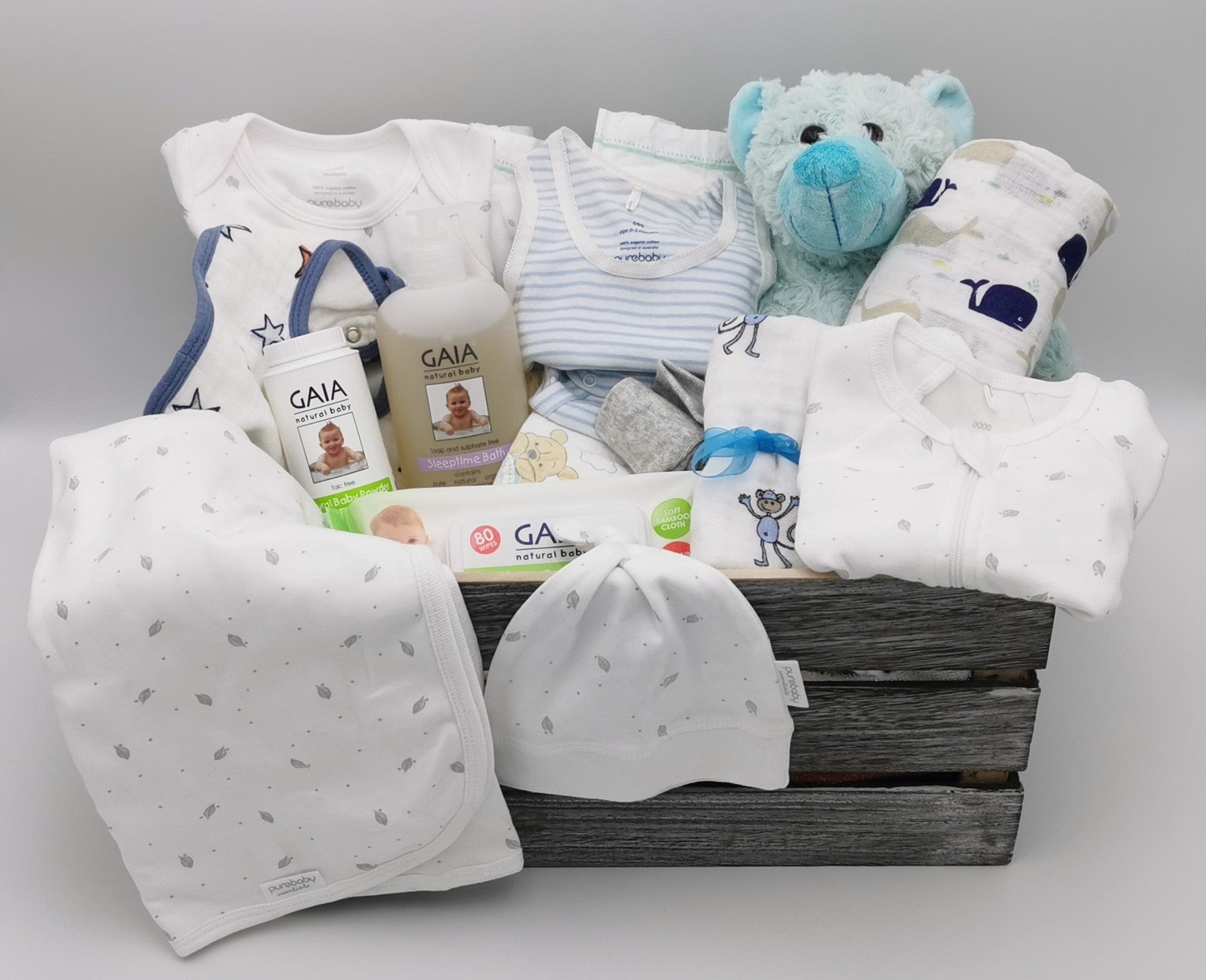 Ultimate Baby Blue Hamper with Bear | Perfect Newborn Gift – Hampers Plus